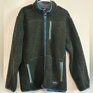 Eddie Bauer Forest Sherpa Jacket with Teal Trim